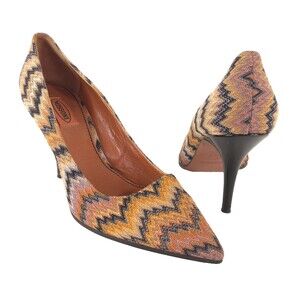 Missoni Zigzag Knit Pointed Toe Pumps 40 EU 10 US Womens Multi Boho $645